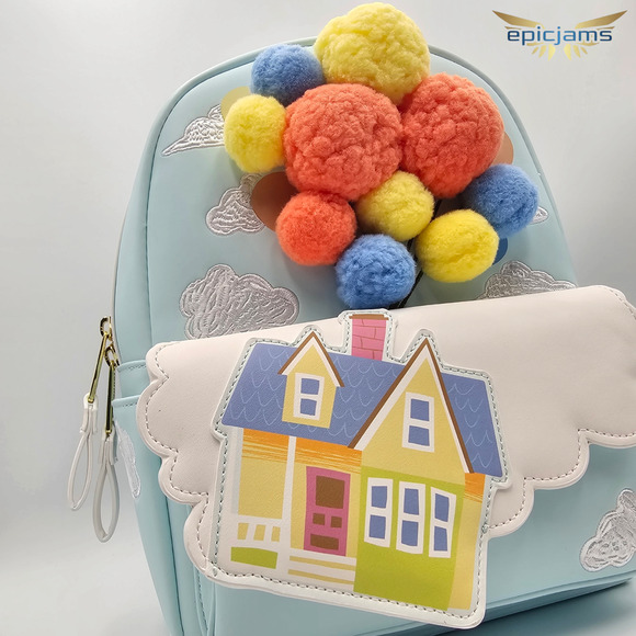 Loungefly Disney Pixar Up Floating House Pom Pom Blue Mini Backpack Bag New - Picture 7 of 7